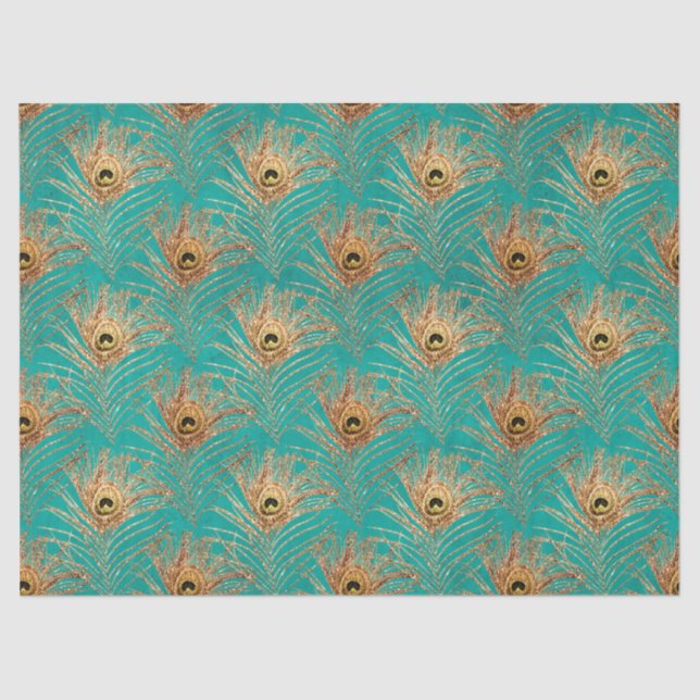 Papier Mousseline Parties scintillant Peacock Feather Series Design  (Recto)