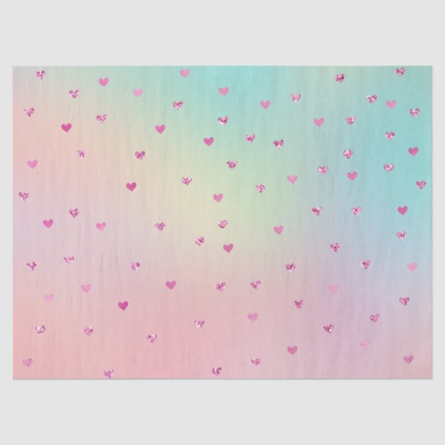 Papier Mousseline Parties scintillant rose Fille Coeurs de glam Aqua (Recto)