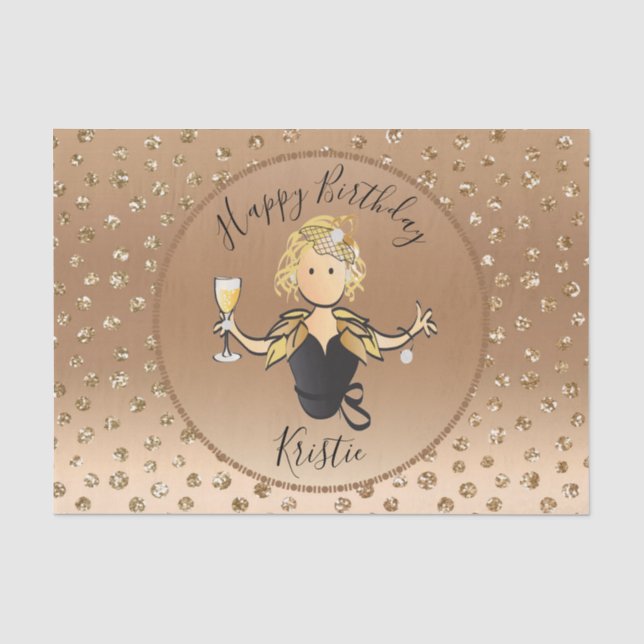 Papier Mousseline Parties scintillant Rose Gold Anniversaire ou part (Recto)