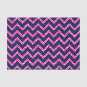 Papier Mousseline Parties scintillant rose & Marine Blue Chevron Zig