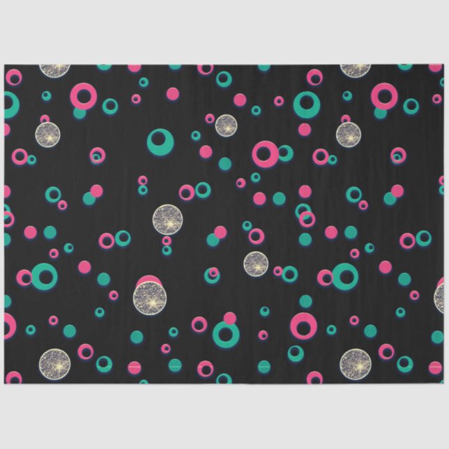 Papier Mousseline Parties scintillant Rouge Vert Or Pois Noël (Recto)