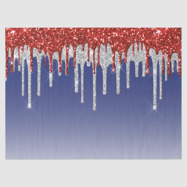 Papier Mousseline Parties scintillant rouges et bleues tendance (Recto)