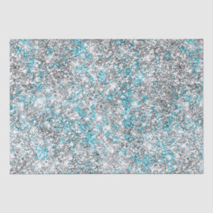 Papier Mousseline Parties scintillant Silver Aqua Glam