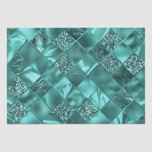 Papier Mousseline Parties scintillant Turquoise et diamants de l'hui (Recto)