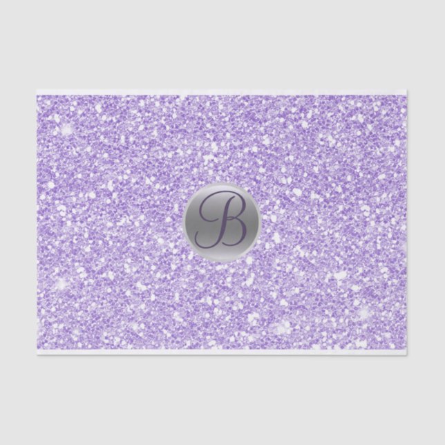 Papier Mousseline Parties scintillant violette étincelle Monogramme  (Recto)