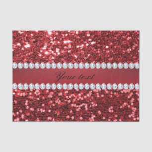 Papier Mousseline Parties scintillantes et diamants rouges de Faux