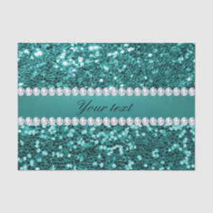 Papier Mousseline Parties scintillantes turquoises chics et diamants