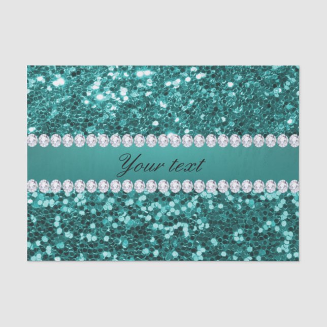 Papier Mousseline Parties scintillantes turquoises chics et diamants (Recto)