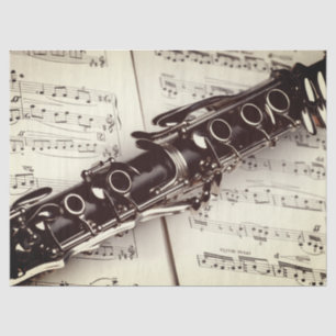 Papier Mousseline Partition Clarinet musique Sepia Decoupage papier