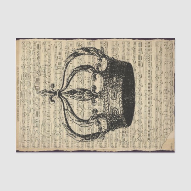 Papier Mousseline Partition de musique et couronne (Recto)