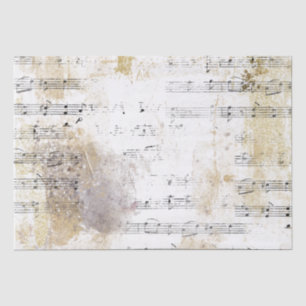 Papier Mousseline Partition Gold Silver Notes Musique Decoupage Idée