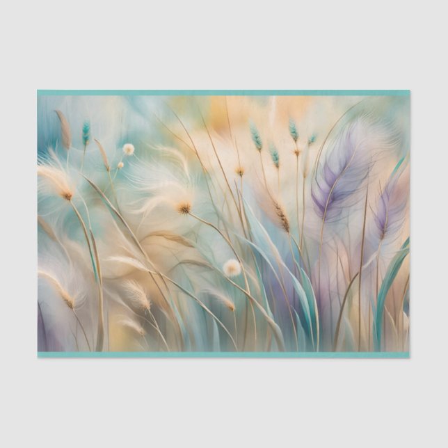 Papier Mousseline Pastel Abstrait Whispers of Nature, Grasses III (Recto)