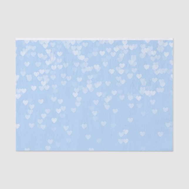 Papier Mousseline Pastel Baby Blue Confetti Coeurs (Recto)