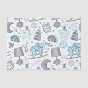 PAPIER MOUSSELINE PASTEL BLEU & GRAY BÉBÉ OBJETS DE GARÇON