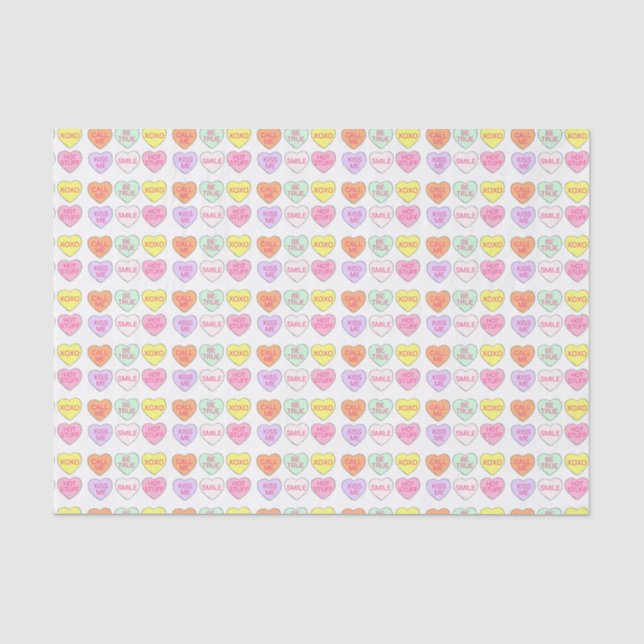 Papier Mousseline Pastel Candy Coeurs de coeur Saint Valentin Amour (Recto)