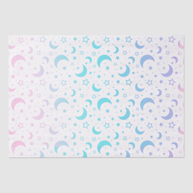 Papier Mousseline Pastel Crescent Moons et étoiles Halloween (Recto)