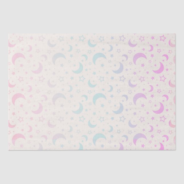Papier Mousseline Pastel Crescent Moons et étoiles Halloween (Recto)