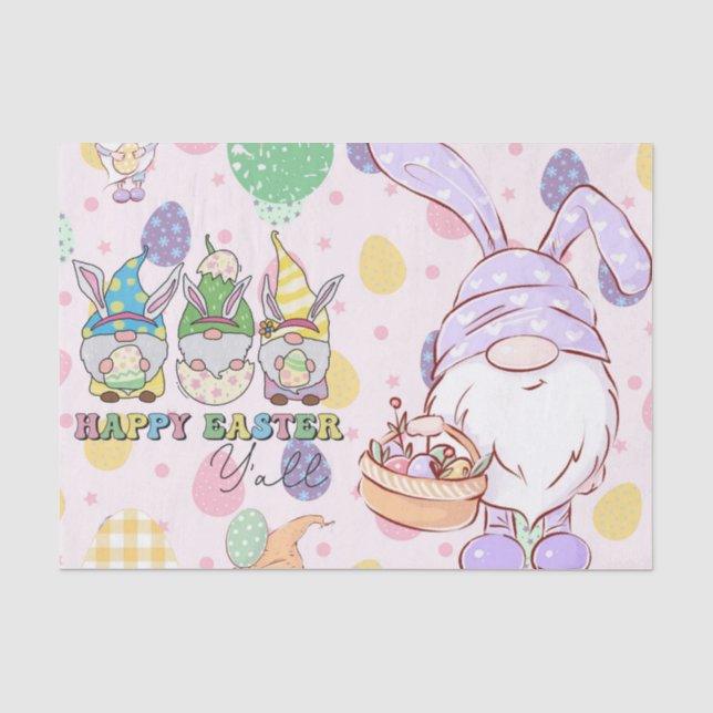 Papier Mousseline Pastel Gnomes Dites - Joyeux Pâques, vous tous! (Recto)