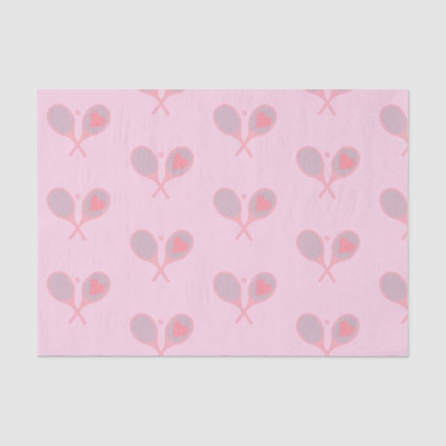 Papier Mousseline Pastel Heart Tennis Lecteur Racquettes Ball Design (Recto)