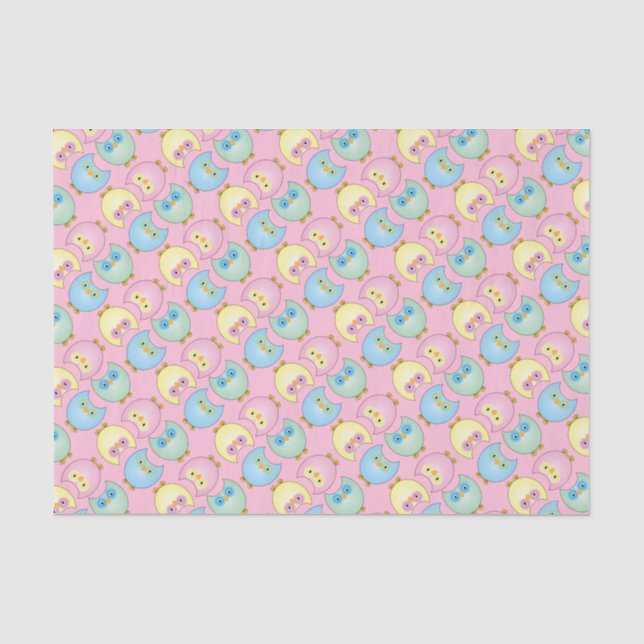 Papier Mousseline Pastel Owl Baby Girl Douche thème (Recto)