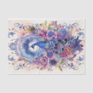 Papier Mousseline Pastel Peacock et Florals