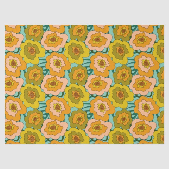 Papier Mousseline Pastel Poppies Tissue Wrapping Paper (Recto)