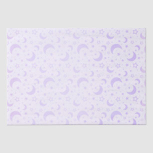 Papier Mousseline Pastel Purple Croissant Lunes et Étoiles Halloween