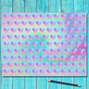 Papier Mousseline Pastel Rainbow Hearts Découpage Motif