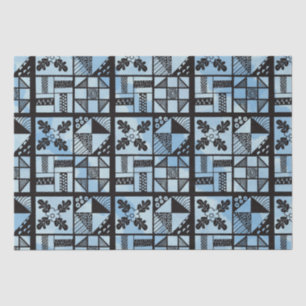 Papier Mousseline Patchwork de courroies bleues