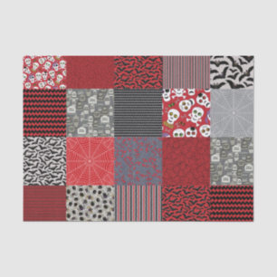 Papier Mousseline Patchwork de Halloween rouge, gris et noir
