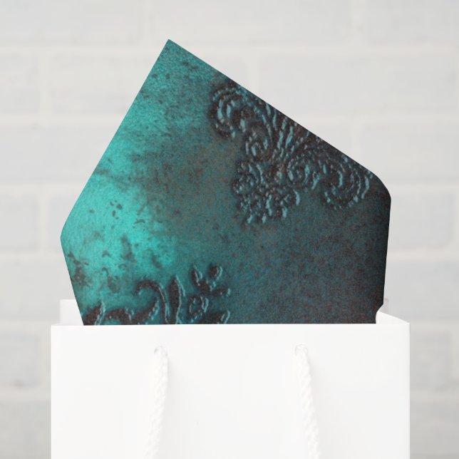 Papier Mousseline Patina de cuivre dépoli Damas (Sac cadeau)