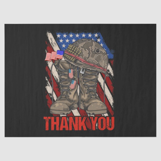 Papier Mousseline Patriotic American Flag Thank You (Recto)