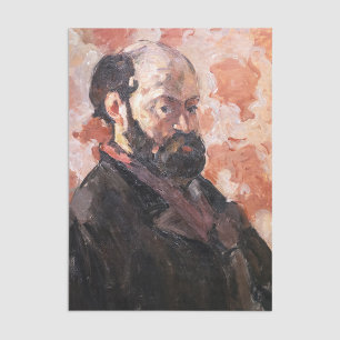 Papier Mousseline Paul Cezanne - Autoportrait avec arrière - plan ro