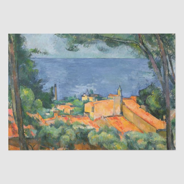 Papier Mousseline Paul Cezanne - Estaque aux toits rouges (Recto)