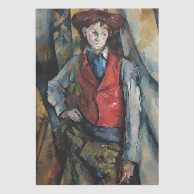 Papier Mousseline Paul Cezanne - Garçon dans la veste rouge (Créateur téléchargé)