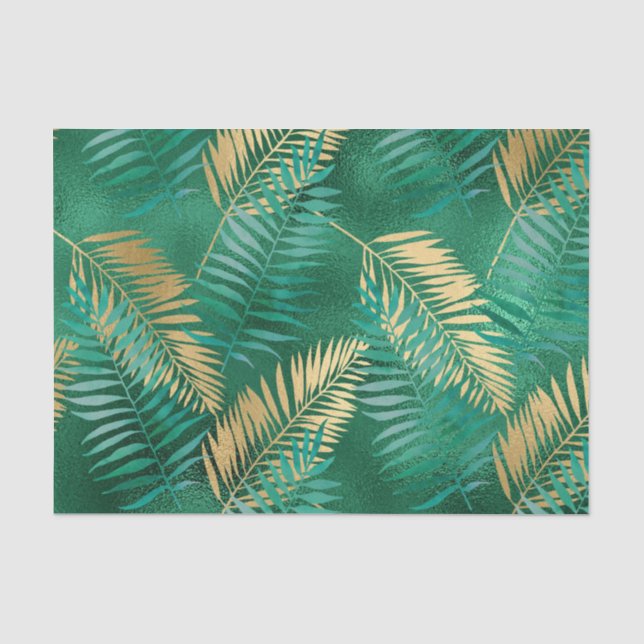 Papier Mousseline Paume vert d'émeraude Feuilles de palmier (Recto)