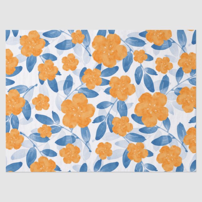 Papier Mousseline Pavot d'aquarelle et Motif Feuille (Recto)