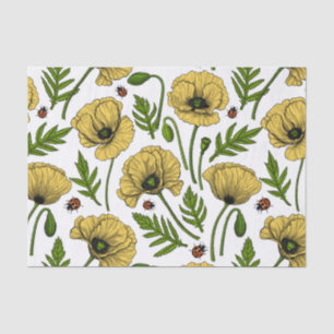 Papier Mousseline Pavot jaune et coccinelle