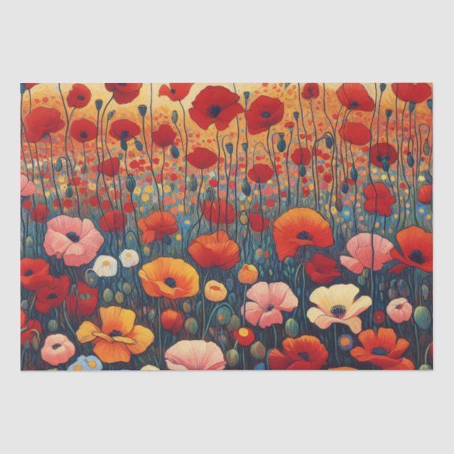 Papier Mousseline Pavot Rouge - Fauvisme Peinture Découpage (Recto)