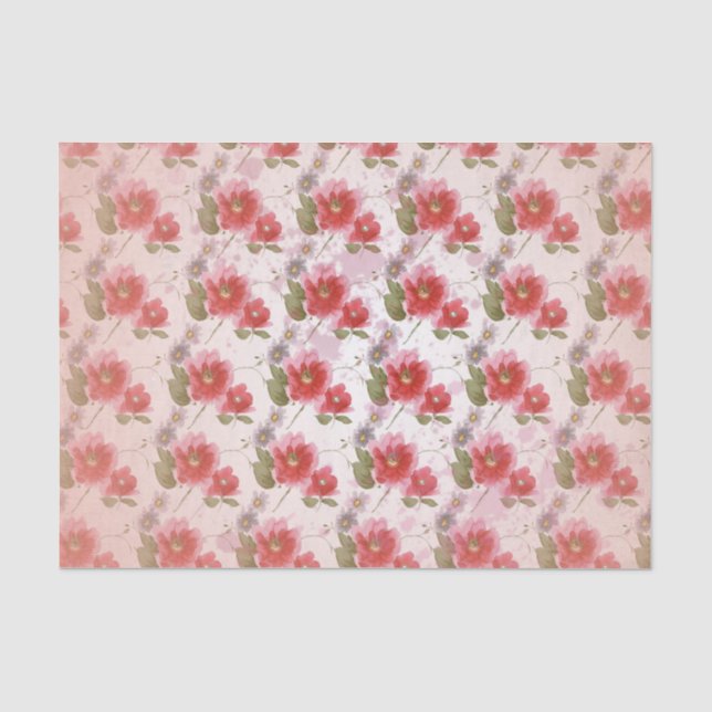Papier Mousseline Pavot vintage floral (Recto)
