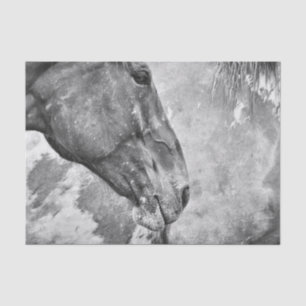 Papier Mousseline Pays Cheval Rustique Decoupage Noir Et Blanc