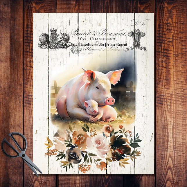 Papier Mousseline Pays Français Chiens de Hampshire Floral (Créateur téléchargé)