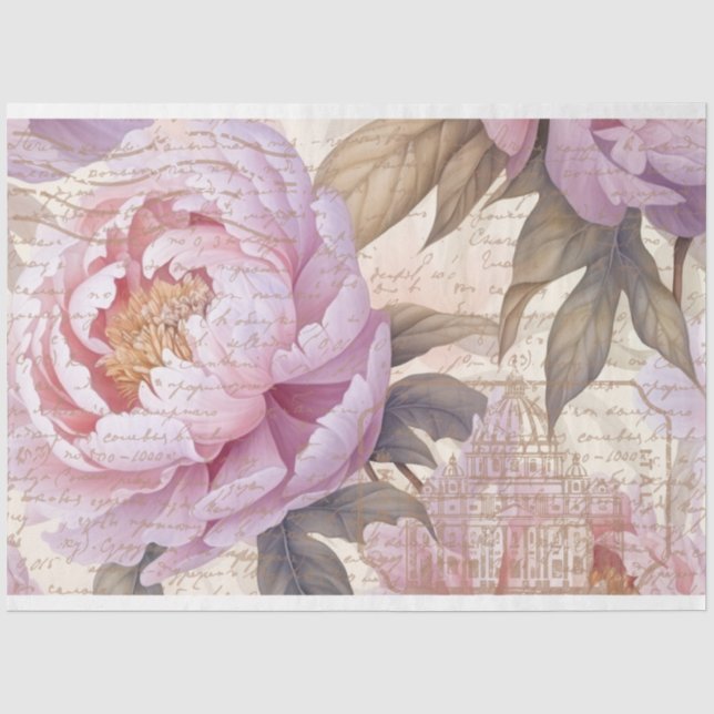 Papier Mousseline Pays Français Lilac Peonies Document de découpage (Recto)
