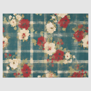 Papier Mousseline Pays Grunge Distresse Plaid Floral Decoupage