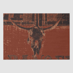 Papier Mousseline Pays Ouest Taureau Rouille Rouge Vintage