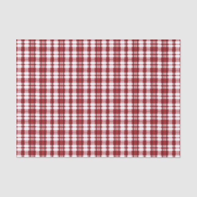Papier Mousseline Pays Plaid Rustique Rouge Noir (Recto)