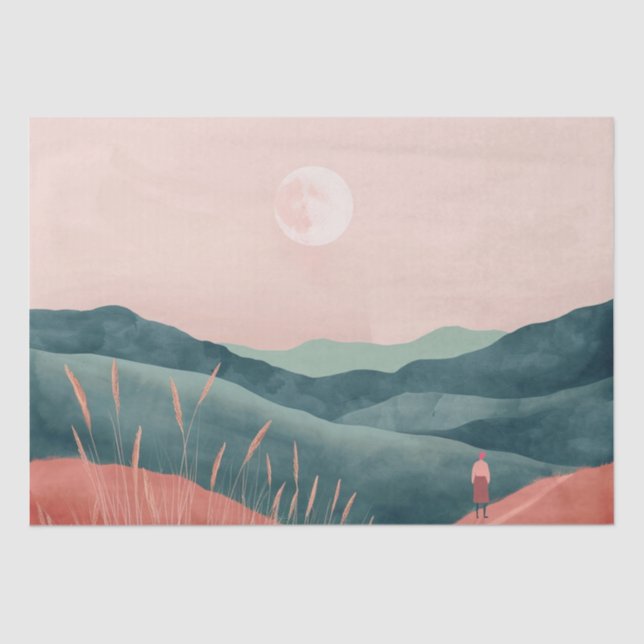 Papier Mousseline Paysage Abstrait de Boho (7) (Recto)