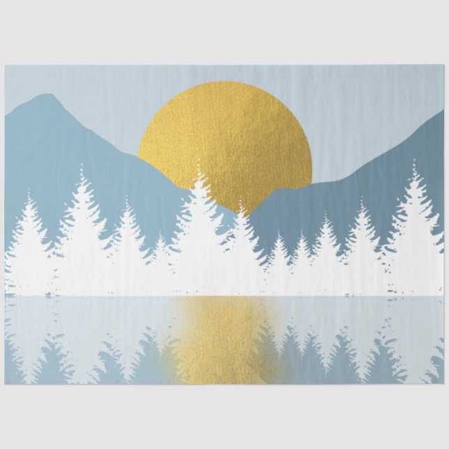 Papier Mousseline Paysage Abstrait Soleil d'hiver d'or (Recto)