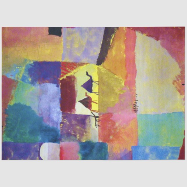 Papier Mousseline Paysage avec chameaux, Paul Klee (Recto)