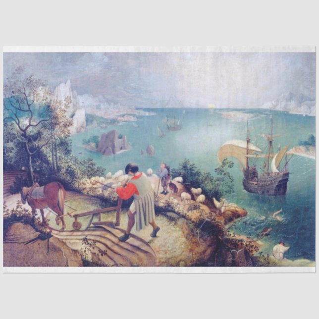 Papier Mousseline Paysage avec la chute d'Icarus, Pieter Bruegel (Recto)
